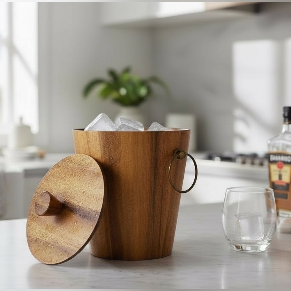 Vintage ‘KMC’ Mid-Century Modern Teak Wood Ice Bucket